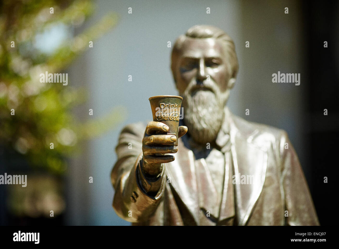 `Downtown Atlanta in Georga USA bronze statue of John Stith Pemberton July 1831 – August 1888 was an American pharmacist, and is Stock Photo